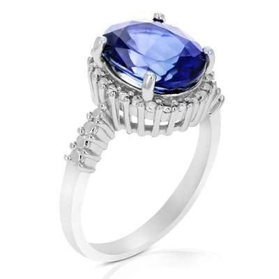 Vir Jewels 3.65 Cttw Created Blue Sapphire Ring .925 Sterling Silver Oval 11x9 Mm
