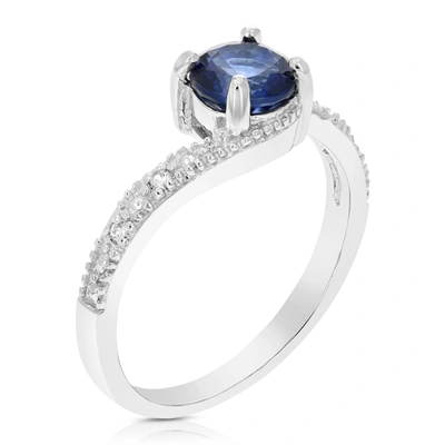 Vir Jewels 0.80 Cttw Created Blue Sapphire Ring .925 Sterling Silver Rhodium Round 6 Mm