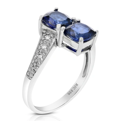 Vir Jewels 1 Cttw Created Blue Sapphire Ring .925 Sterling Silver Cushion 6 Mm
