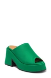 Ganni Retro Recycled Platform Mules In Kelly Green