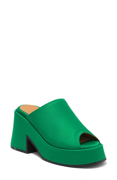 Ganni Retro Recycled Platform Mules In Kelly Green