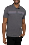Travismathew Horchata Stripe Piqué Polo In Heather Dark Grey In Heather Dark Grey