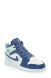 Jordan Kids' Nike Air  1 Mid Se Basketball Sneaker In Mystic Navy/ Mint Foam/ White