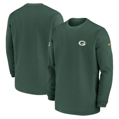 Nike Green Green Bay Packers 2023 Sideline Throwback Heavy Brushed Waffle Long Sleeve Top