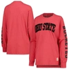 Pressbox Women's  Scarlet Ohio State Buckeyes Plus Size 2-hit Canyon Long Sleeve T-shirt In Scarlet