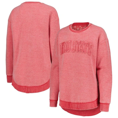 Pressbox Women's  Scarlet Distressed Ohio State Buckeyes Ponchoville Pullover Sweatshirt
