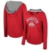 COLOSSEUM COLOSSEUM  SCARLET OHIO STATE BUCKEYES DISTRESSED HEATHER LONG SLEEVE HOODIE T-SHIRT