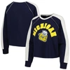 GAMEDAY COUTURE GAMEDAY COUTURE NAVY MICHIGAN WOLVERINES BLINDSIDE RAGLAN CROPPED PULLOVER SWEATSHIRT