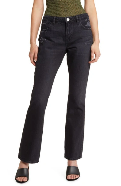 Frame Denim Noir Mini Bootcut Jean In Pompeii Rips