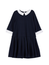 Monnalisa Viscose Jersey Dress In Navy Blue