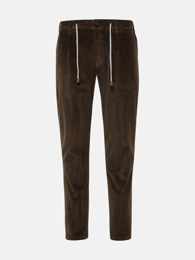 Eleventy Corduroy Tapered Trousers In Brown