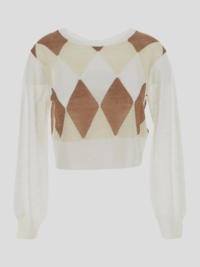 Ballantyne Round Neck Pullover With Open Back In Light Beige