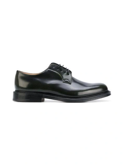 Church's Polished Black Leather Derby Shoes With Rounded Toe