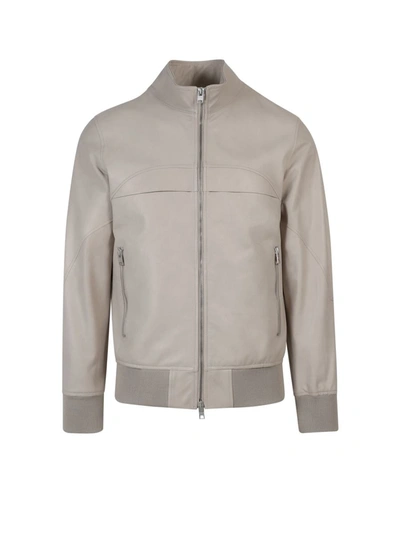 Dfour Leather Bomber Jacket - Atterley In Beis