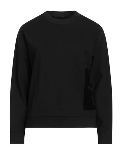 Emporio Armani Woman Sweatshirt Black Size 12 Viscose, Polyamide, Elastane