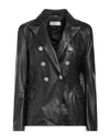 Accuà By Psr Woman Blazer Black Size 10 Soft Leather In Black