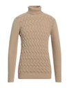 Daniele Alessandrini Man Turtleneck Beige Size 38 Wool, Polyamide