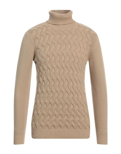 Daniele Alessandrini Man Turtleneck Beige Size 38 Wool, Polyamide In Beige