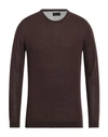 Roberto Collina Man Sweater Dark Brown Size 38 Merino Wool, Cashmere