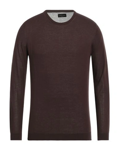 Roberto Collina Man Sweater Dark Brown Size 38 Merino Wool, Cashmere In Brown