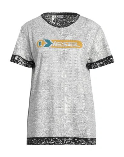 Diesel Woman T-shirt Grey Size 3xl Cotton