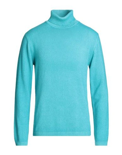 Daniele Fiesoli Man Turtleneck Turquoise Size L Cashmere In Blue