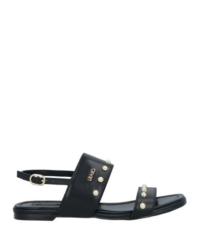Liu •jo Woman Sandals Black Size 7 Soft Leather In Black