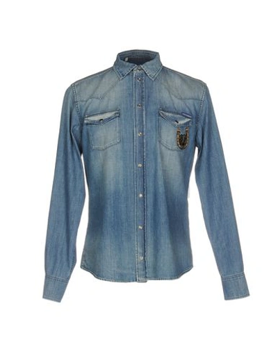 Dolce & Gabbana Man Denim Shirt Blue Size 15 Cotton