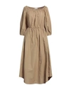 Antonelli Woman Midi Dress Camel Size 6 Cotton In Beige