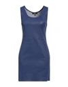 Arma Woman Mini Dress Navy Blue Size 8 Lambskin, Cotton, Elastane