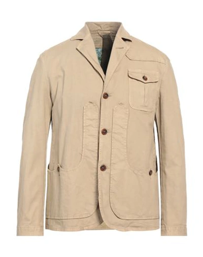 Capalbio Man Suit Jacket Sand Size 40 Cotton In Beige
