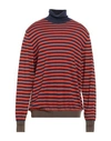 Mqj Man Turtleneck Orange Size 42 Wool, Acrylic In Orange
