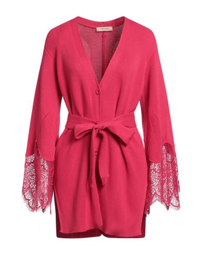 Twinset Woman Cardigan Fuchsia Size S Cotton, Polyamide In Pink
