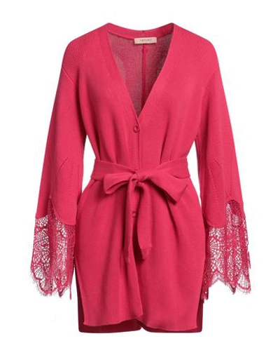Twinset Woman Cardigan Fuchsia Size Xs Cotton, Polyamide In Pink