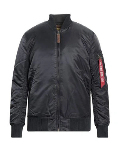 Alpha Industries Man Jacket Navy Blue Size M Nylon In Navy Blue