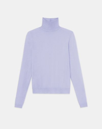 Lafayette 148 Petite Fine Gauge Cashmere Stand Collar Sweater In Wild Bluet