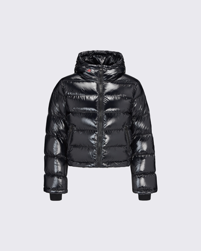Perfect Moment Metallic Polar Flare Jacket Xs In Black-foil
