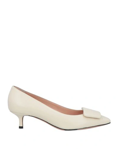 Bally Woman Pumps Ivory Size 10 Lambskin In White