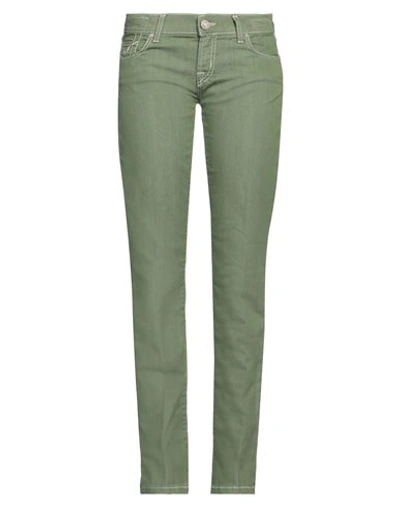 Jacob Cohёn Woman Jeans Military Green Size 32 Cotton, Elastomultiester