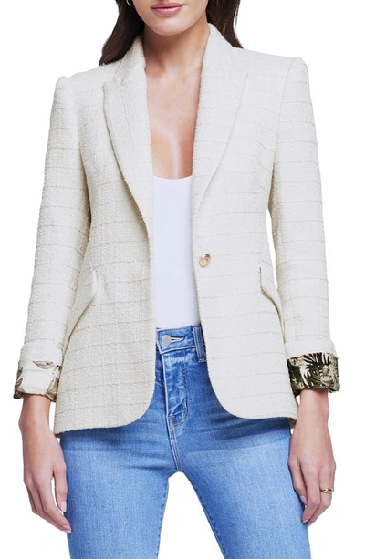 L Agence Chamberlain Blazer In Ecru/ Vintage Safari