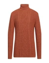 Roberto Cavalli Man Turtleneck Rust Size L Wool, Acrylic In Red