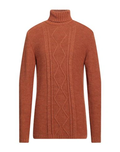 Roberto Cavalli Man Turtleneck Rust Size M Wool, Acrylic In Red