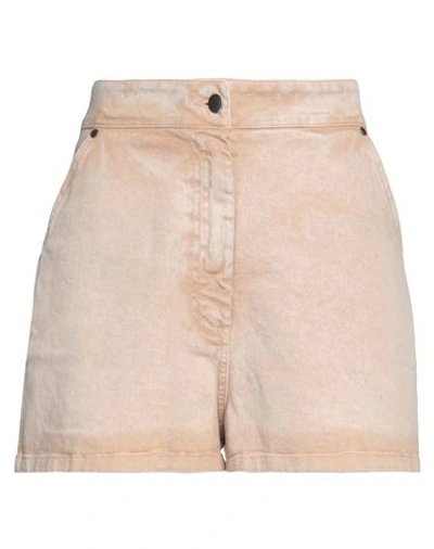 Soallure Woman Denim Shorts Sand Size 10 Cotton, Elastane In Beige