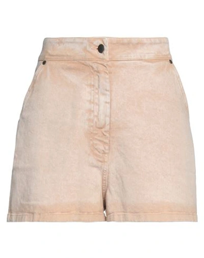 Soallure Woman Denim Shorts Sand Size 8 Cotton, Elastane In Beige