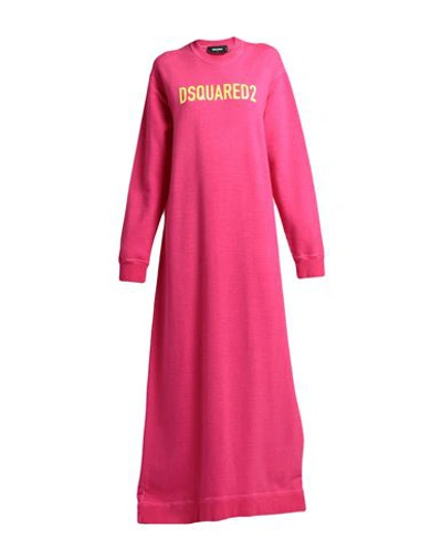 Dsquared2 Woman Maxi Dress Fuchsia Size Xs Cotton, Elastane In Pink