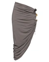 Jacquemus Asymmetric Bead-embellished Stretch-jersey Midi Skirt In Grey