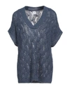 Eleventy Woman Sweater Slate Blue Size S Linen, Cotton