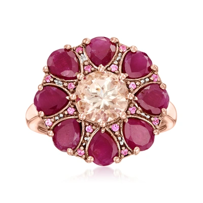 Ross-simons Multi-gemstone Ring In 18kt Rose Gold Over Sterling In Purple
