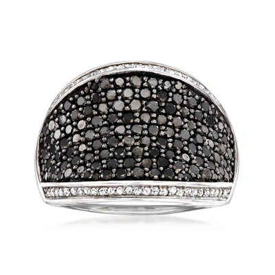 Ross-simons Black And White Diamond Dome Ring In Sterling Silver