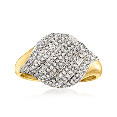 Ross-simons Diamond Wave Ring In 18kt Yellow Gold In Silver